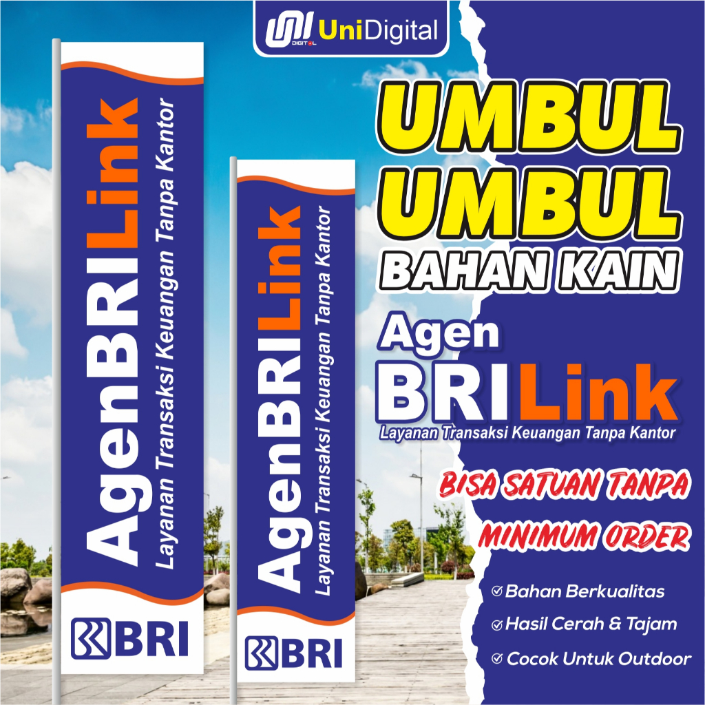 Umbul-Umbul Kain Agen BRILink (Bisa Custom Design)