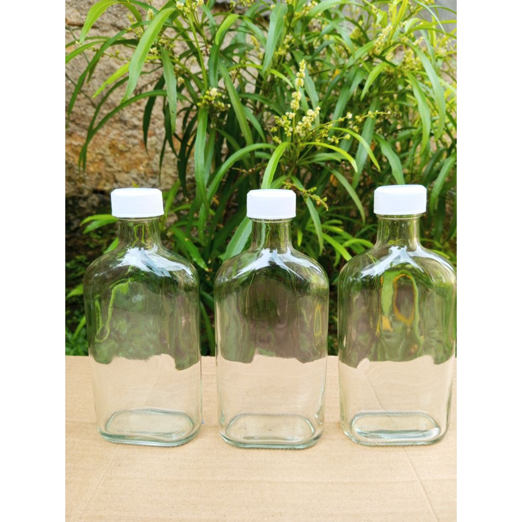 botol kaca 250ml / botol kaca gepeng 250ml