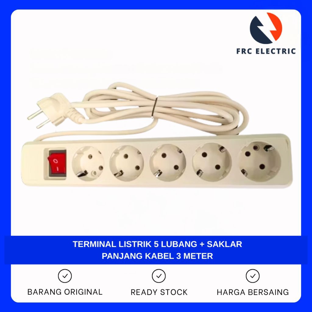 Terminal listrik 5 colokan 3m - terminal listrik 3meter 5 colokan saklar