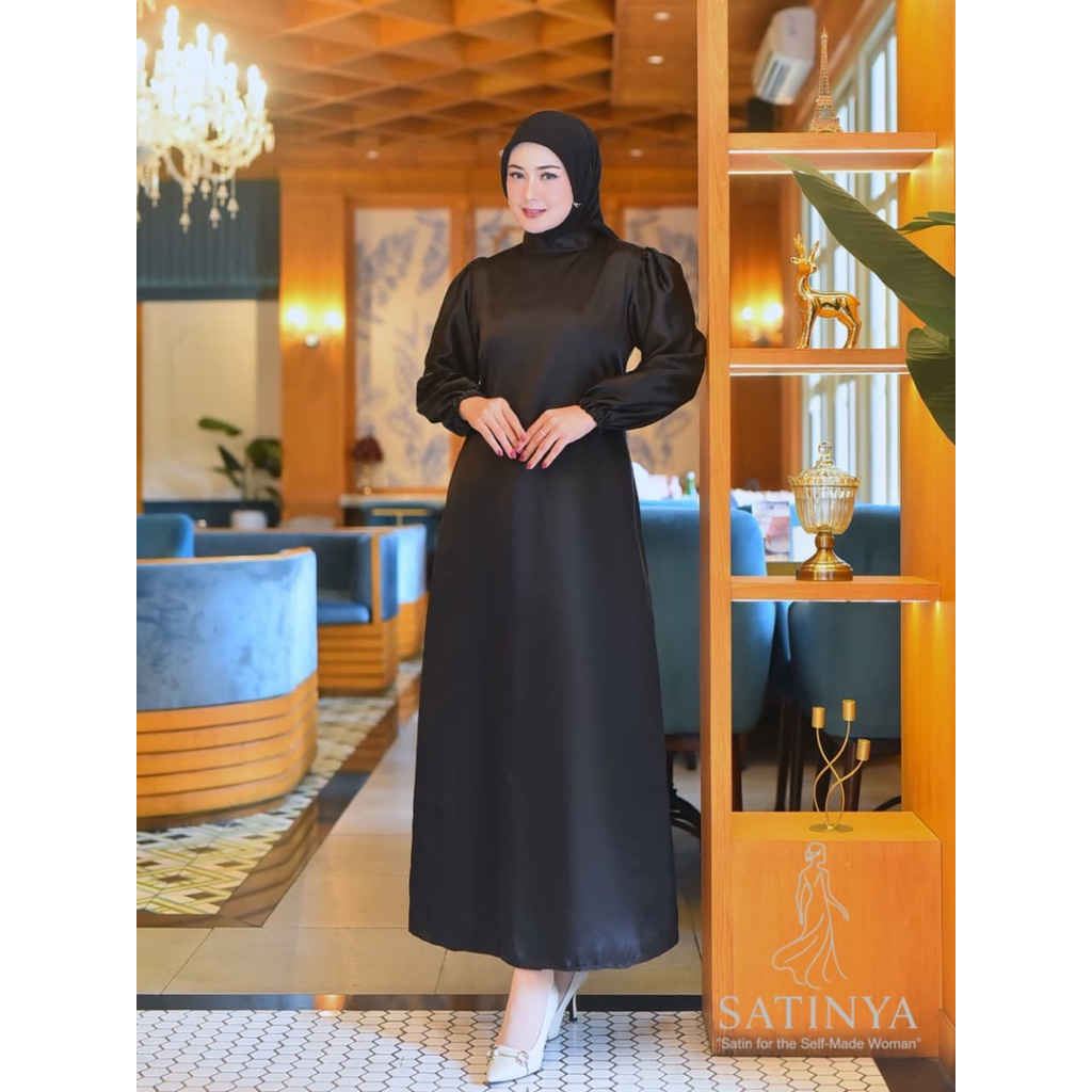 SATINYA DRESS SATIN SILK PREMIUM - DRESS POLOS - GAMIS POLOS - DRESS KONDANGAN - GAMIS MUSLIMAH - DR
