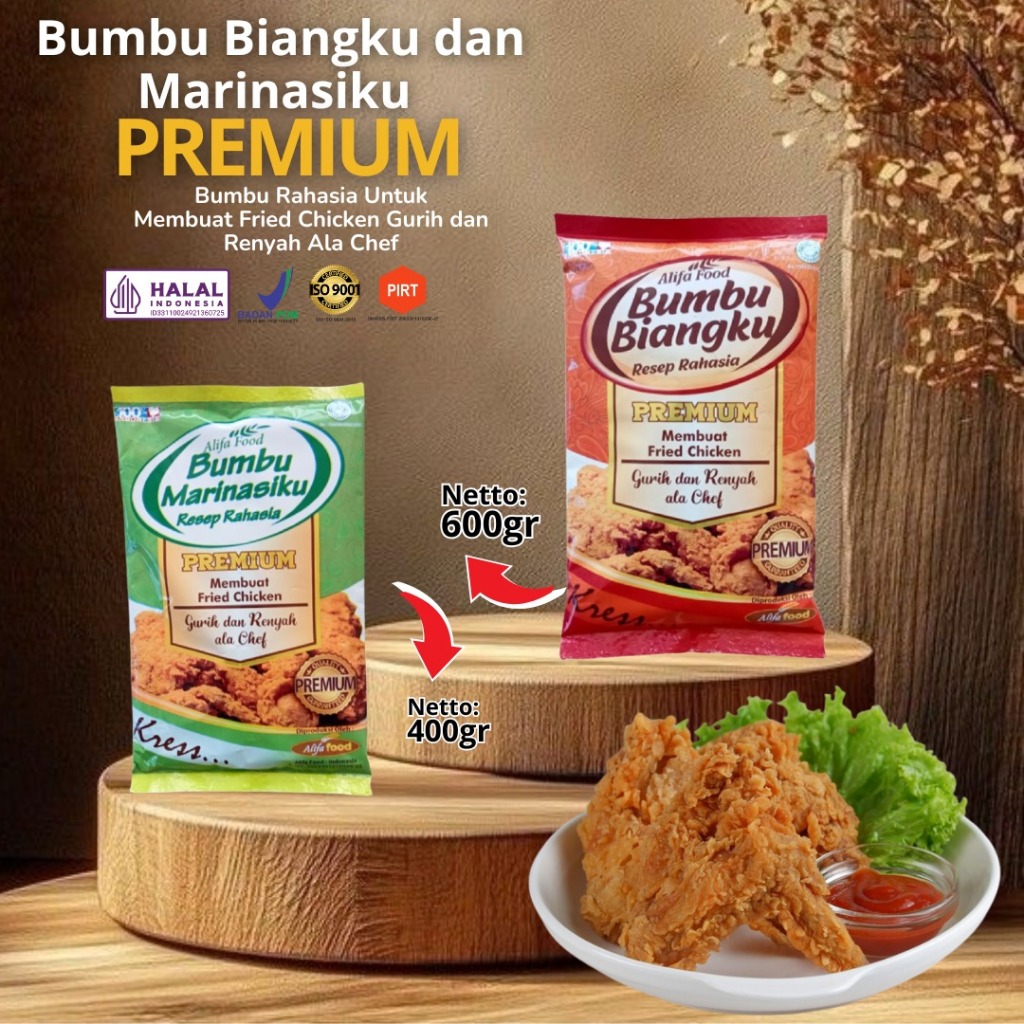 

Paket Bumbu Premium Tepung Friedchicken Halal BPOM/Biang Crispy/Marinasi Ayam/Alifafood/Biang Crispy