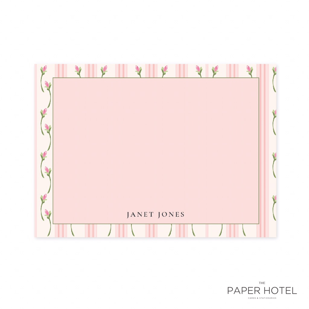

1 Sided Notecard - The Line Flowers (Personalized Initials/Name, 16 pcs)