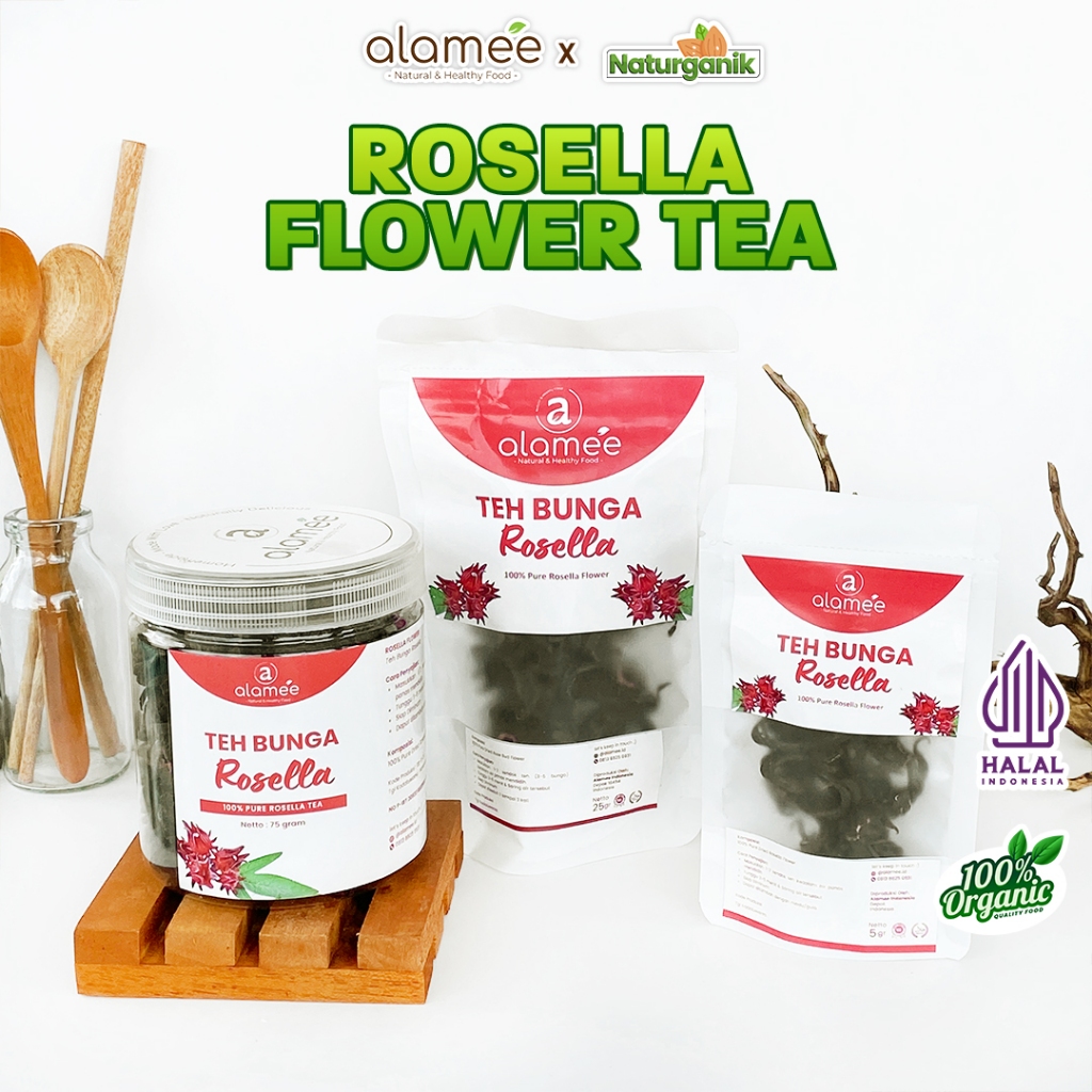 

ALAMEE Teh Bunga Rosella Kering Rosela Tea Flower Merah Premium Organik Red Premium Naturganik