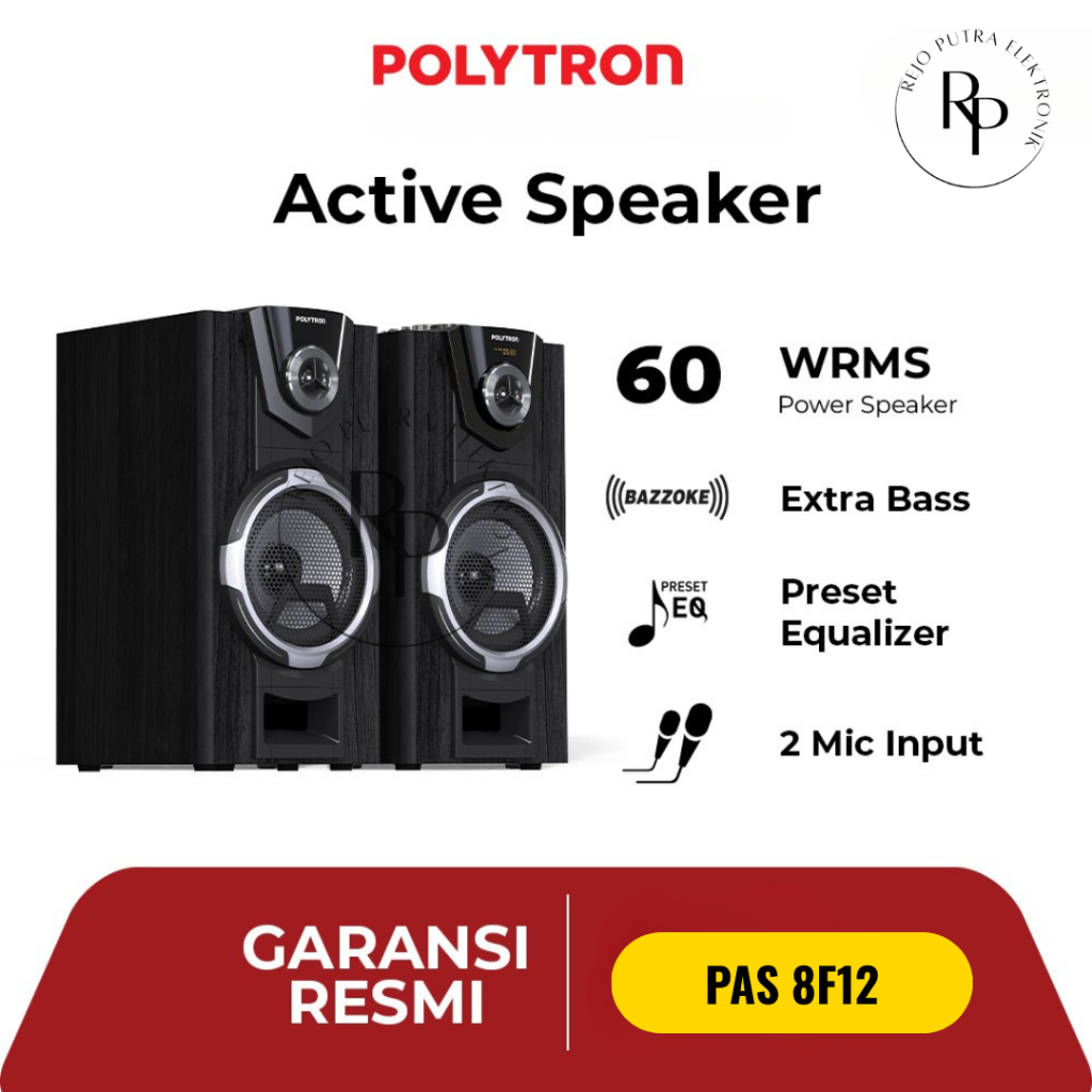 SPEAKER AKTIF POLYTRON BLUETOOTH 8 INCH PAS 8F12 SUPER BASS KARAOKE 60W