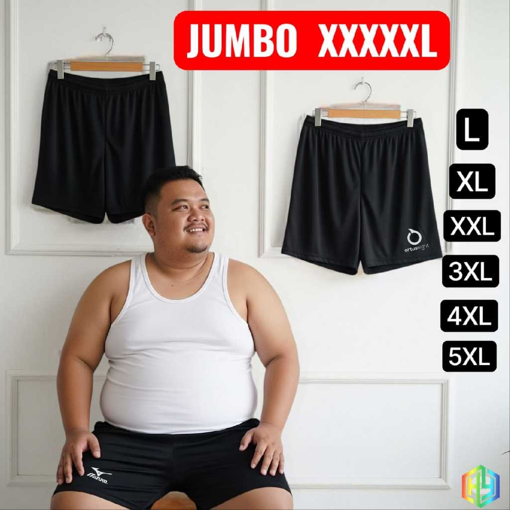 (JUMBO 5XL) celana pendek pria dewasa jumbo.celana kolor santai pria wanita dewasa kain hitam