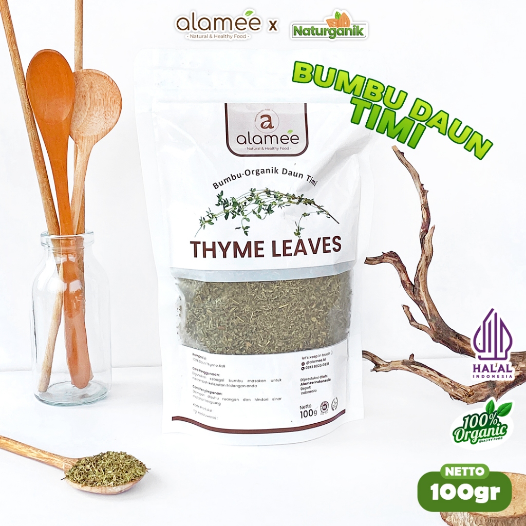 

ALAMEE Thyme Kering Organik Daun Timi Bumbu Dapur Garnish Dried Leaves Seasoning 100Gram Naturganik