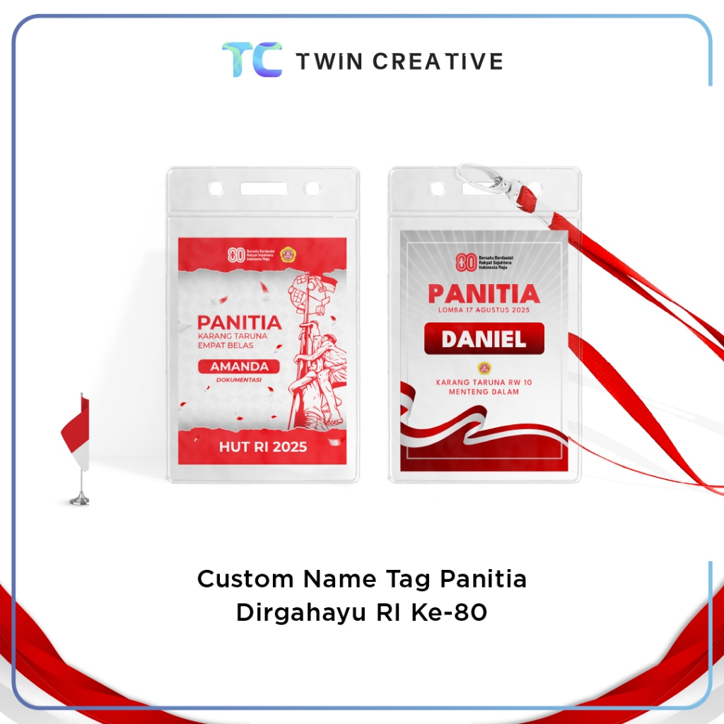 

Name Tag Pack Panitia 17 Agustus Dirgahayu HUT RI - Tanda Pengenal Pengurus Kemerdekaan