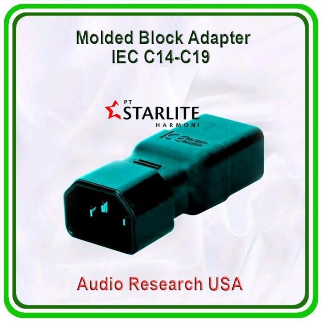 IEC C14-C19 Molded Block Adapter 15 Amp ke 20 Amp