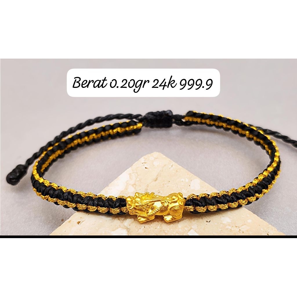 Gelang Emas Asli Naga Pixue 24k Hongkong 999.9 Tali Gold Barcelet