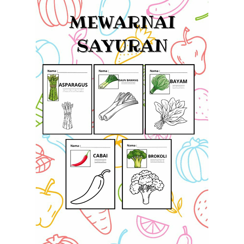 

25 Halaman Mewarnai Tema Sayuran