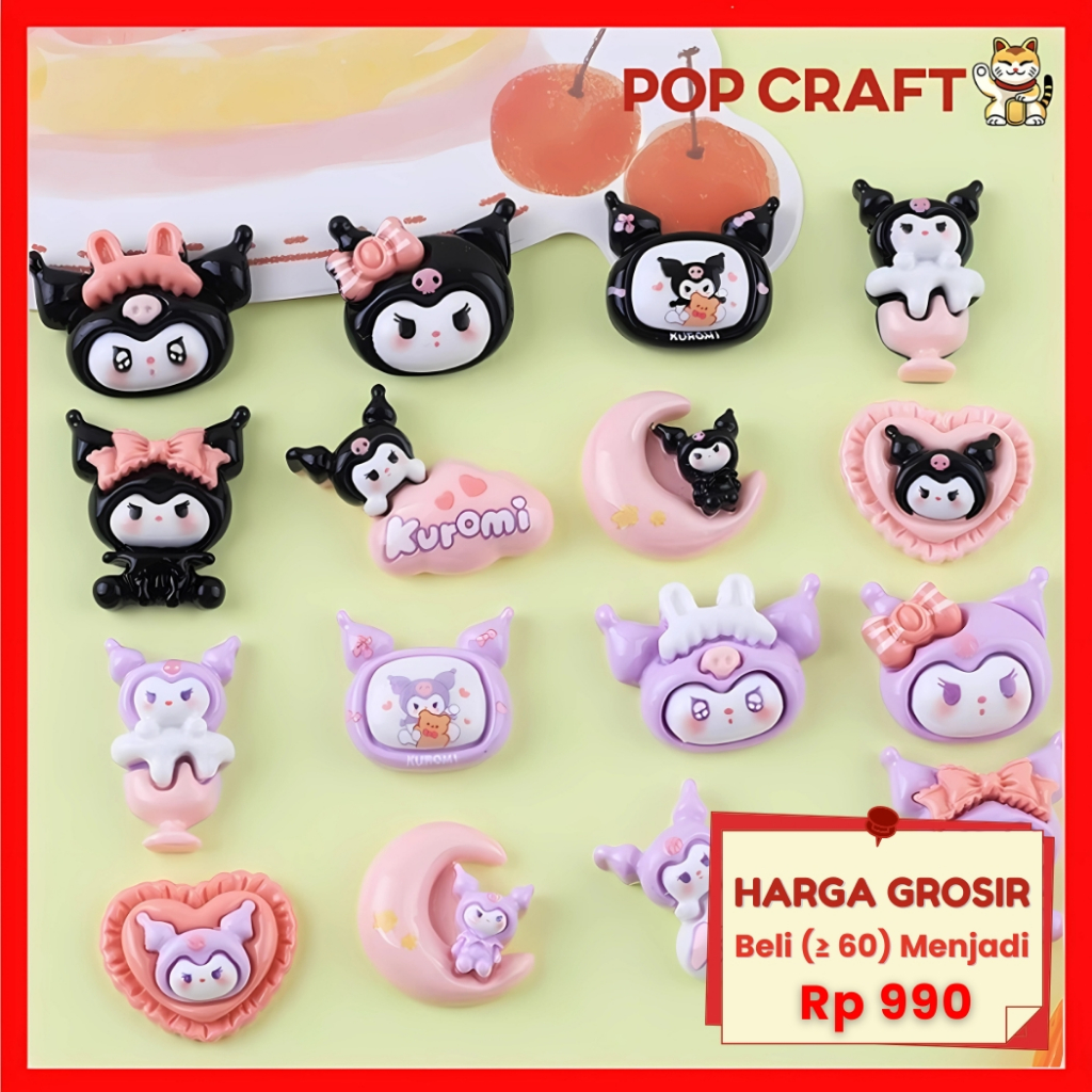 

PC Stiker 3D Resin Clay Per Pcs DIY Kuromi Purple Lucu Imut Buat Dekor / Tempel Di Gantungan 3D-010