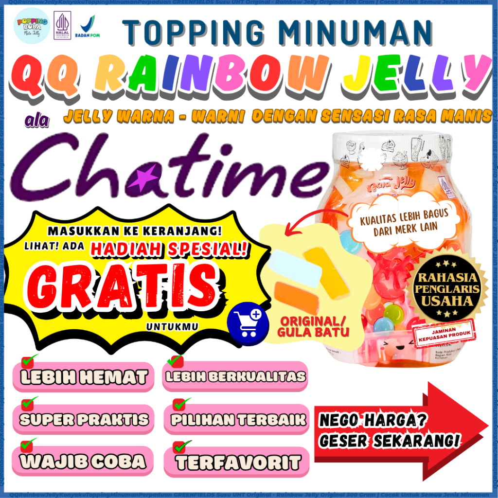 

QQRainbowJellyKonyakuToppingMinumanPerpaduan GREENFIELDS Susu UHT Original - Rainbow Jelly Original 500 Gram | Cocok Untuk Semua Jenis MinumanQQRainbowJellyKonyakuToppingMinumanPerpaduan GREENFIELDS Susu UHT Original - Rainbow Jelly Original 500 Gram | Co