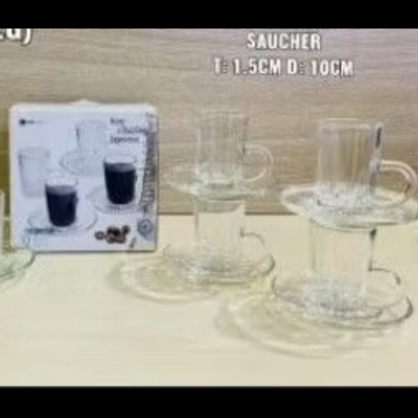 SET GELAS KOPI TATAKAN/GELAS ZAMZAM/gelas turki premium kecil bahan kaca dengan pegangan
