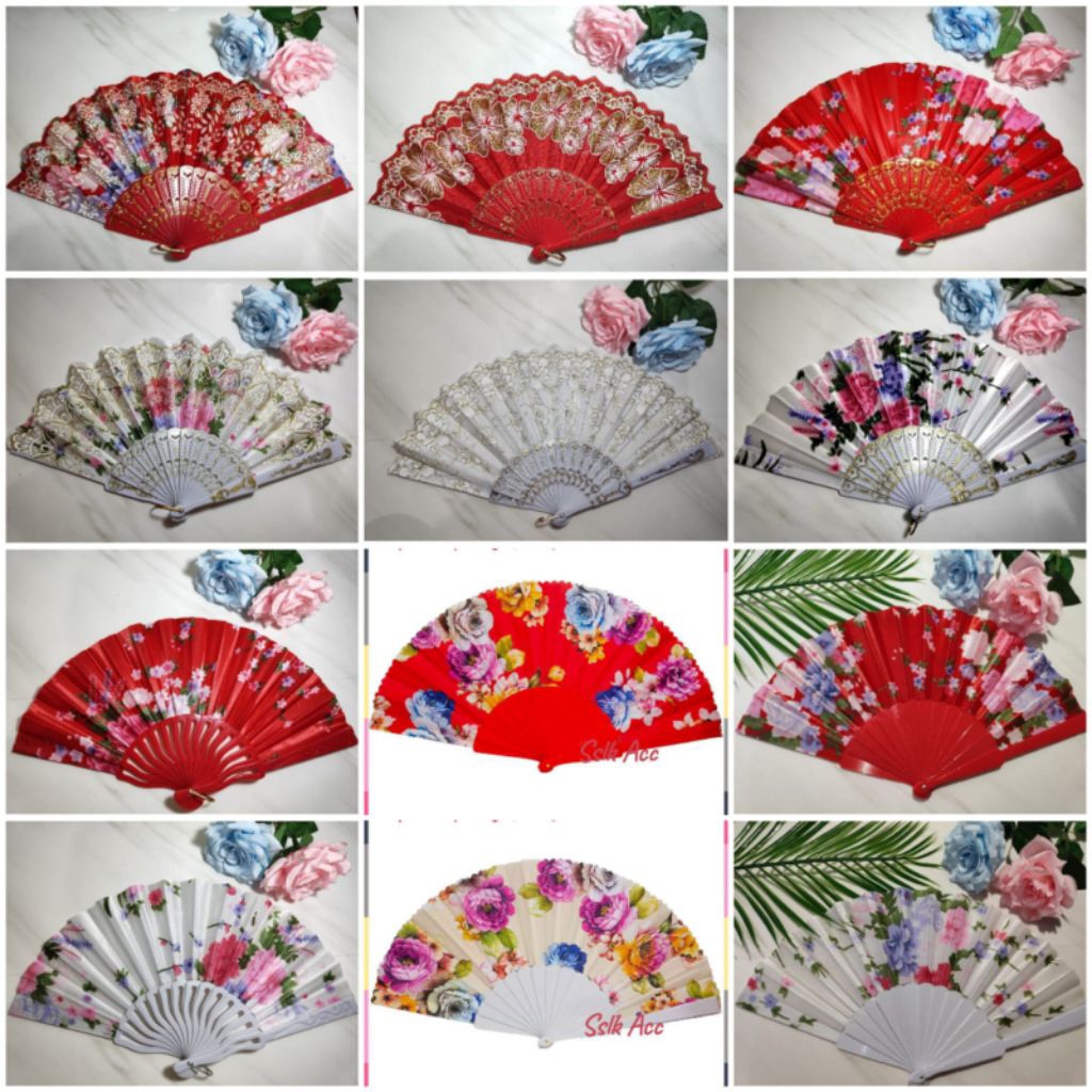 KIPAS LIPAT WARNA MERAH PUTIH/KIPAS TANGAN JEPANG MERAH PUTIH/KIPAS LIPAT NARI/KIPAS LIPAT MEWAH
