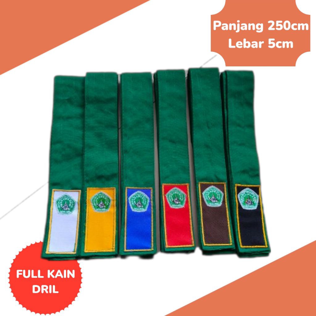 SABUK HIJAU STRIP FULL KAIN DRIL/SLERET TINGAKATAN PAGAR NUSA / SABUK BELADIRI / SABUK PAGAR NUSA