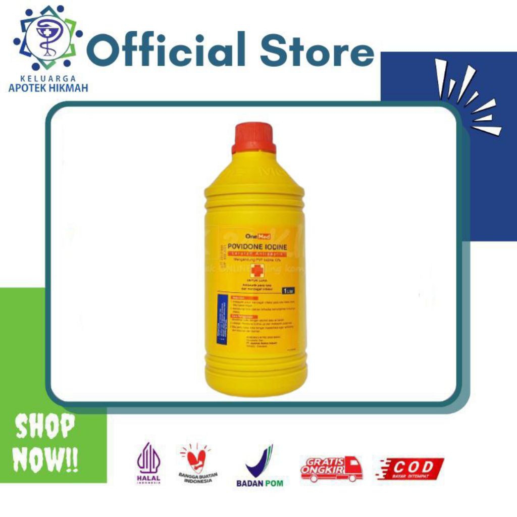 Povidone iodine onemed antiseptik disinfektan membersihkan luka