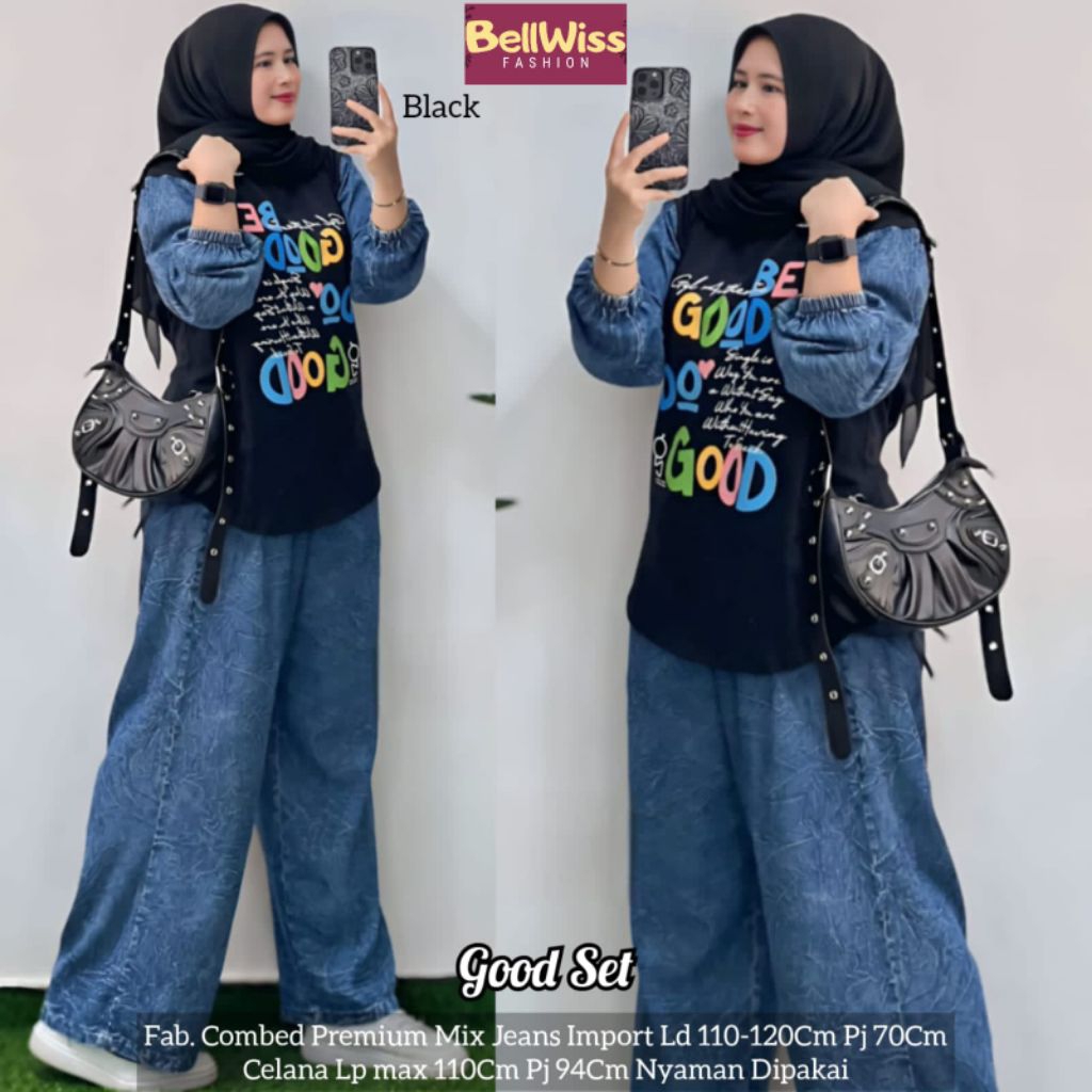 GOOD SET / SETELAN BLOUSE KAOS CELANA KULOT JEANS