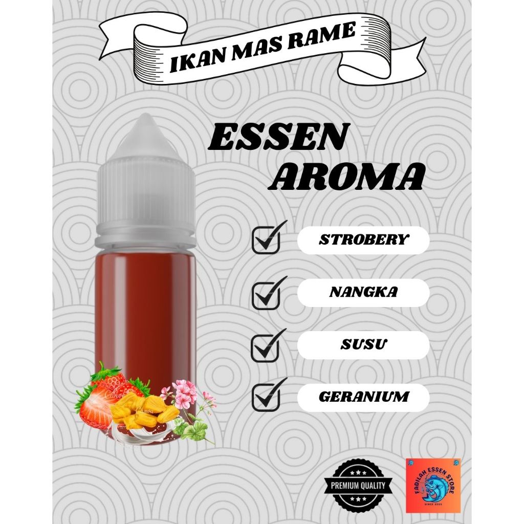AROMA STROBERY NANGKA SUSU GERANIUM ESSEN IKAN MAS INDUKAN DAN RAME