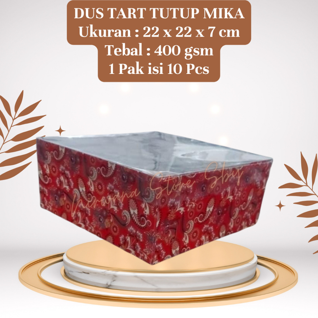 

(10 Pcs) Dus Tart Tutup Mika 22x22x7 / Dus Kue / Box Nasi / Kotak Nasi