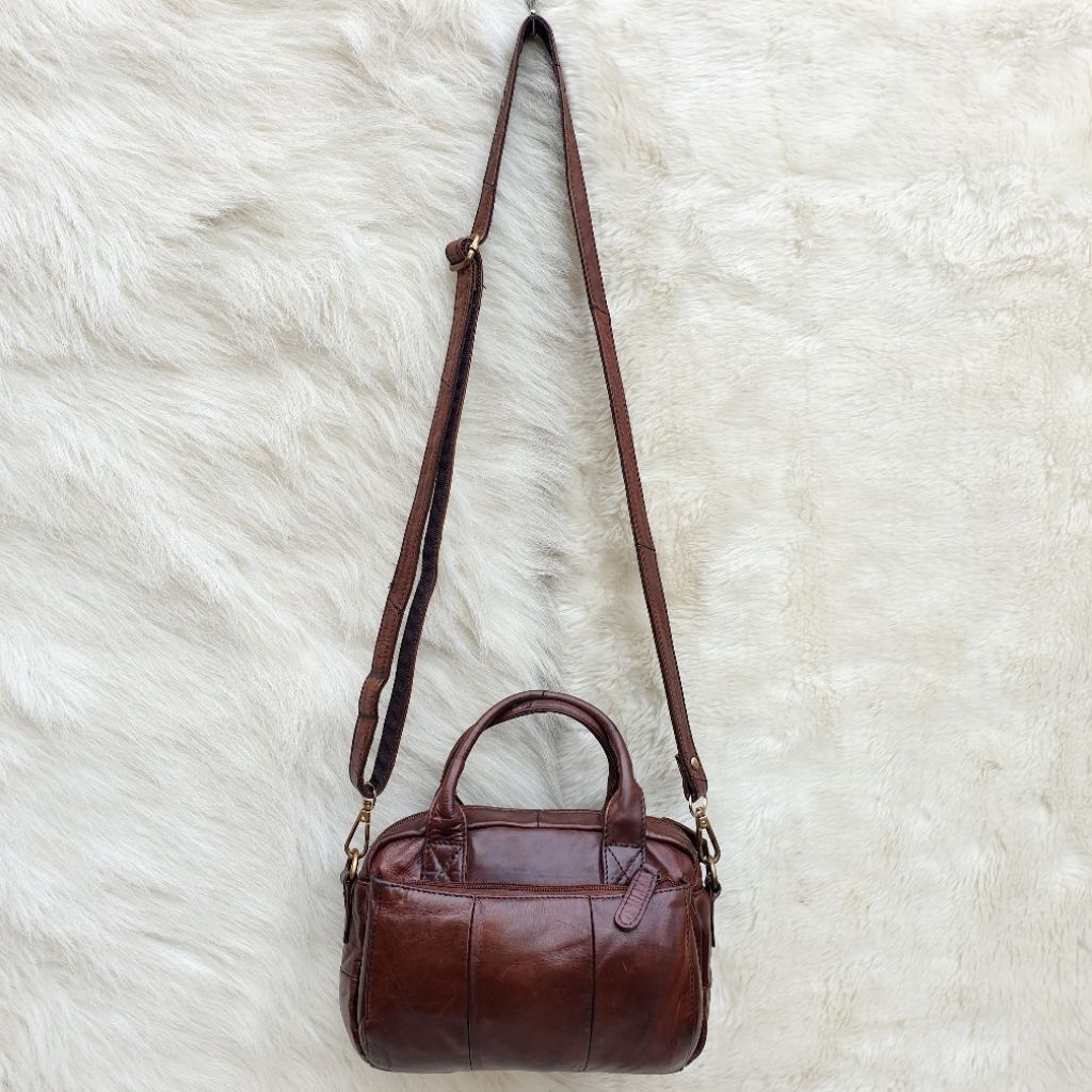 Tas Tough Selempang Sling Bag Handbag Wanita Kulit Asli Coklat