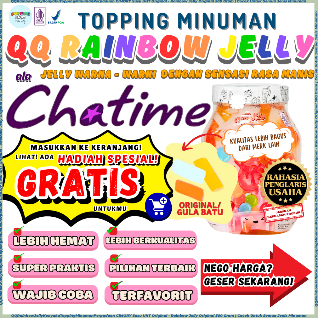 

QQRainbowJellyKonyakuToppingMinumanPerpaduan CIMORY Susu UHT Original - Rainbow Jelly Original 500 Gram | Cocok Untuk Semua Jenis Minuman