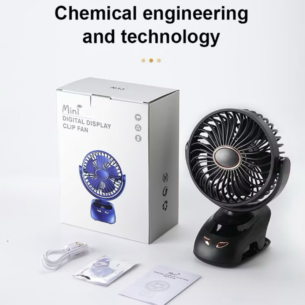 BIGOSTORE - Kipas Angin Portable Clip Jepit Daya Besar Tahan Lama 3000mAH Kipas mini USB charge