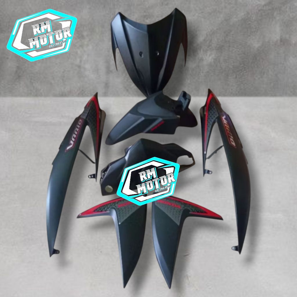 Body halus Honda Vario Fi 110 LED Hitam doff + sticker