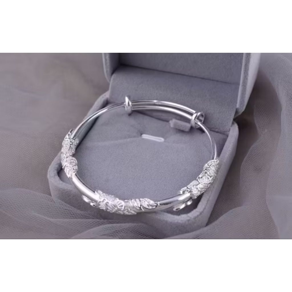 Gelang Sterling Silver Motif Daun Silver