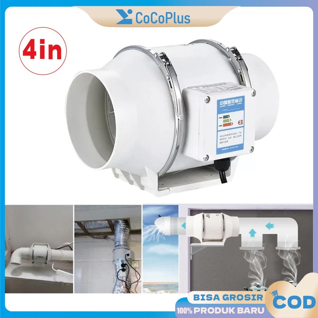 4 Inch Exhaust Fan Dapur Hexos Penyedot Home Silent Pipe Turbocharged Duct Exhaust Fan Dinding Udara
