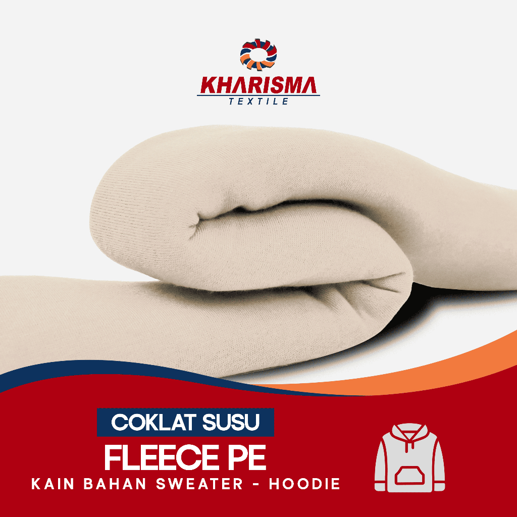Bahan Jaket Sweater Kain Fleece PE Premium Coklat Susu Kharisma Textile