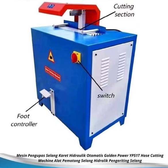 Mesin Pengupas Selang Karet Hidraulik Otomatis Golden Power YP51T Hose Cutting Machine Alat Pemotong