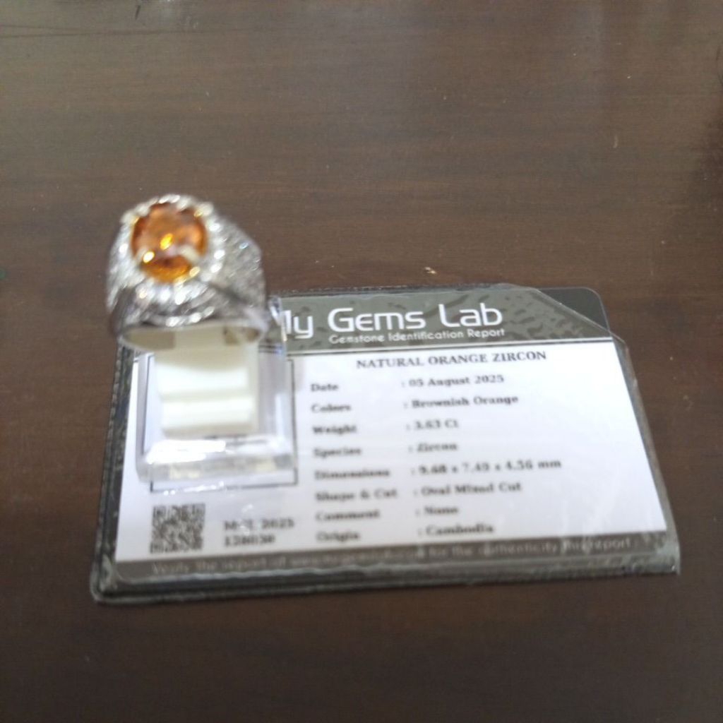 cincin batu permata natural orange zircon cincin perak cowok