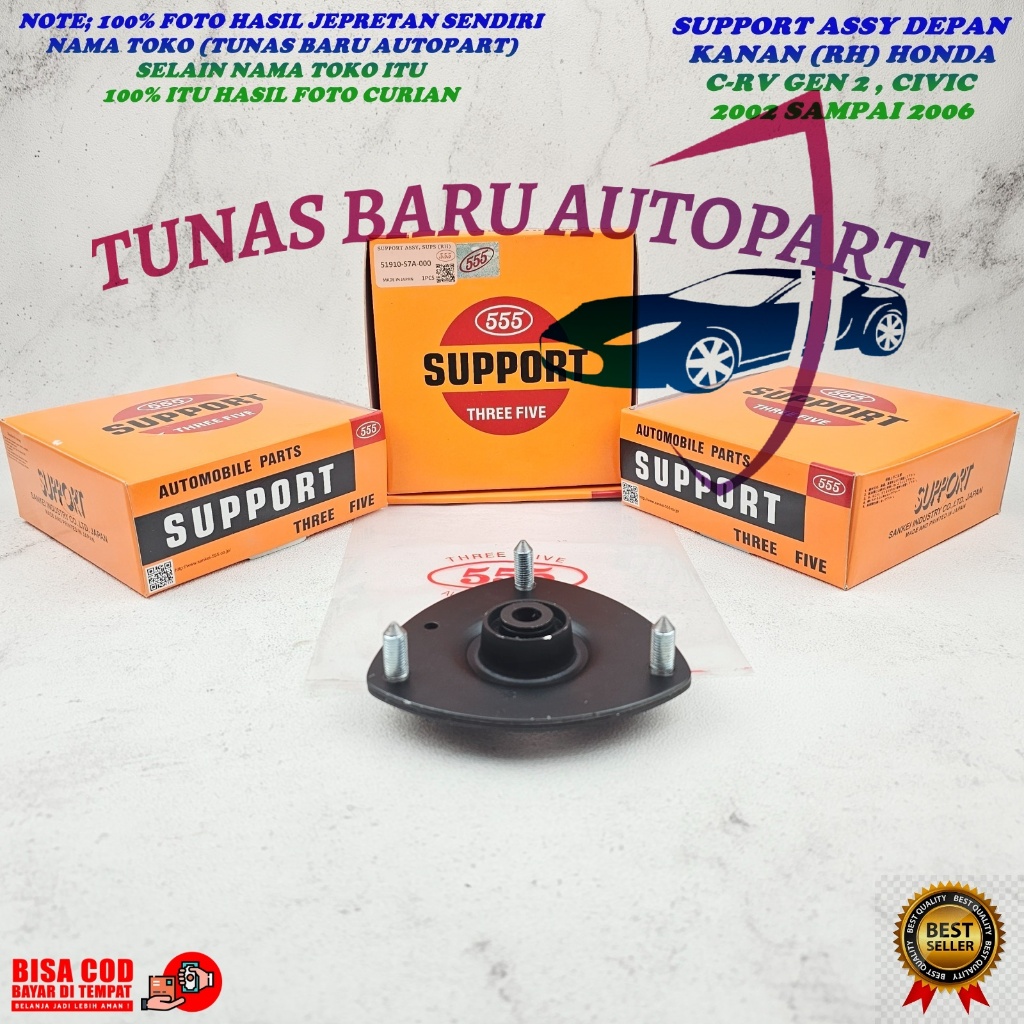 KARET SUPORT SOK DEPAN KANAN HONDA CRV GEN 2 2002-2006 555