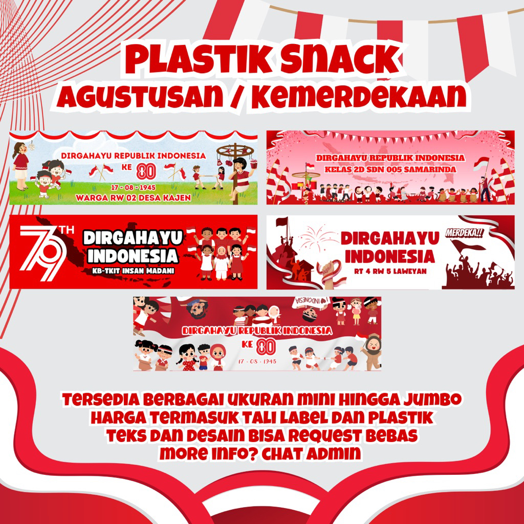 

[PLASTIK PP 15x30] 1-2 HARI KEMERDEKAAN 17 AGUSTUS AGUSTUSAN tas plastik snack ultah FREEDESAIN CUSTOM TAS PLASTIK SNACK ULANGTAHUN SNACK