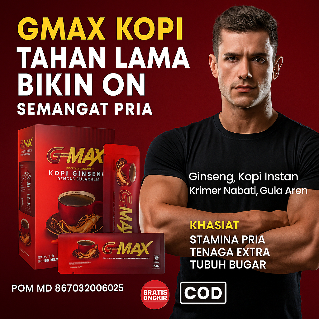 

Minuman Kopi Gmax with ginseng penambah semangat BPOM original