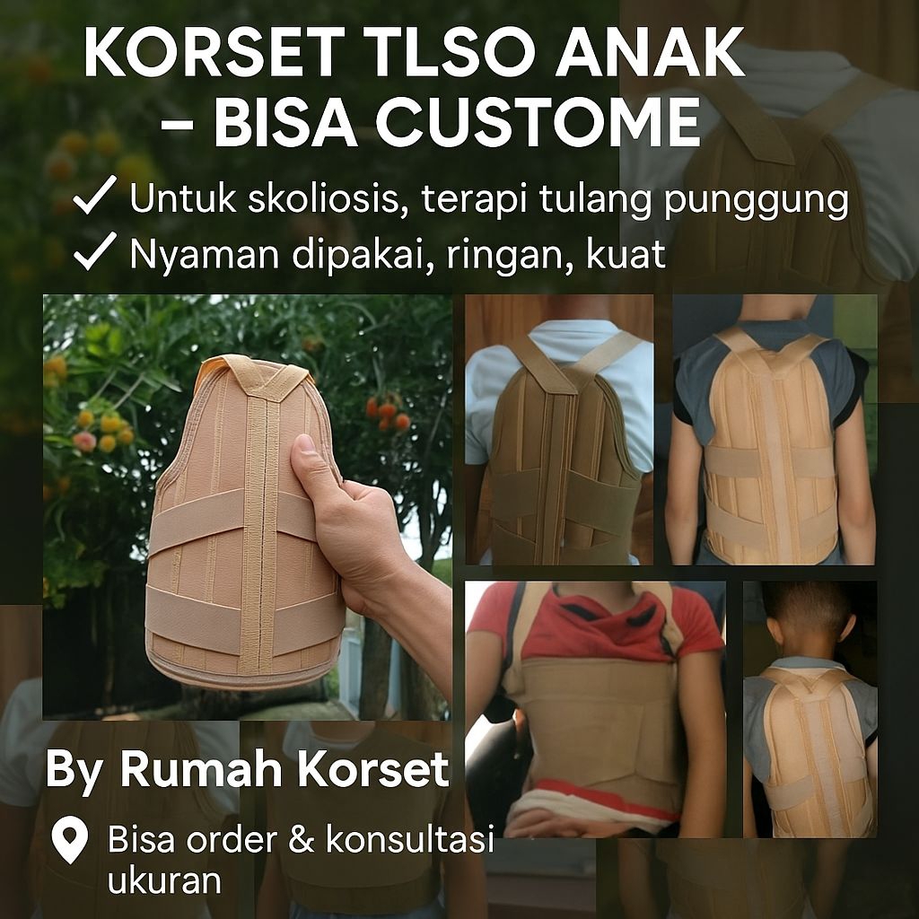 Custome korset anak/ korset tlso anak/ korset abk/korset punggung anak / penyangga tulang belakang