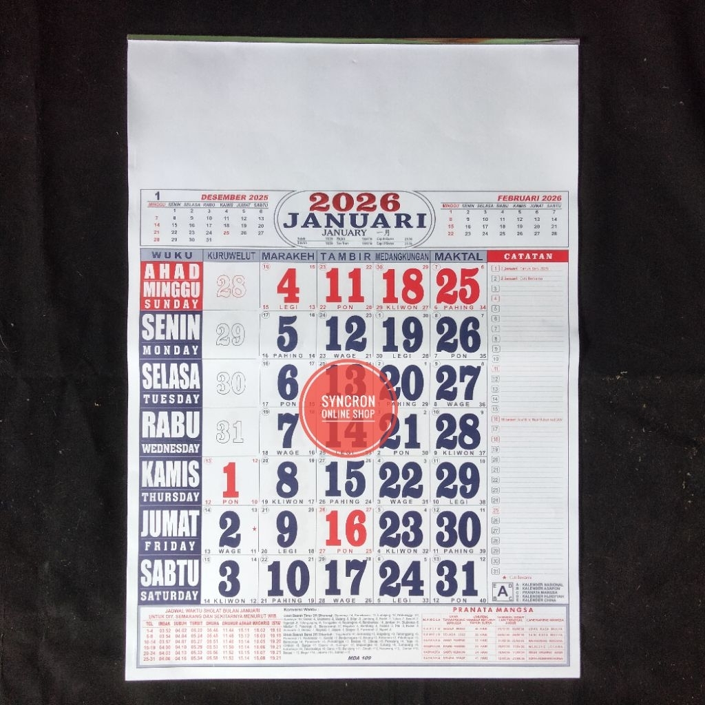 

Kalender 2026 Ukuran 42x60cm / Kalender Angka Besar & Lengkap
