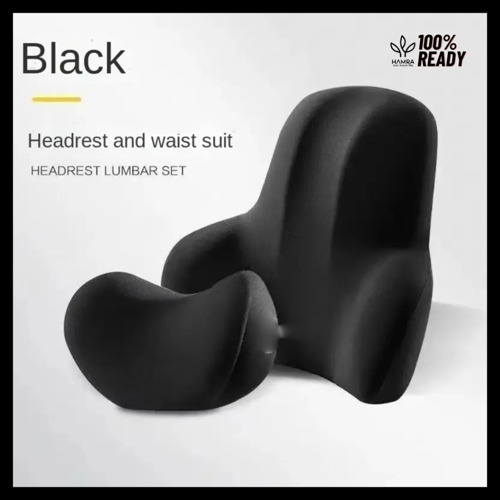Bantal Leher Mobil -  Black / Bantal Leher Mobil Sandaran Leher / Bantal Leher Punggung Jok Mobil
