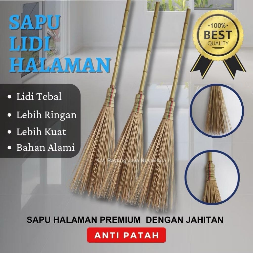Sapu Lidi Gagang Panjang Halaman/ Sapu Lidi Taman Gagang Bambu/ Sapu Lidi Taman Besar/ Sapu Lidi Jum