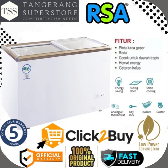 CHEST FREEZER RSA XS-200 XS 200 XS200 POWERFUL FREEZING SUPER LOW WATT SLIDING GLASS RSA FREEZER BOX