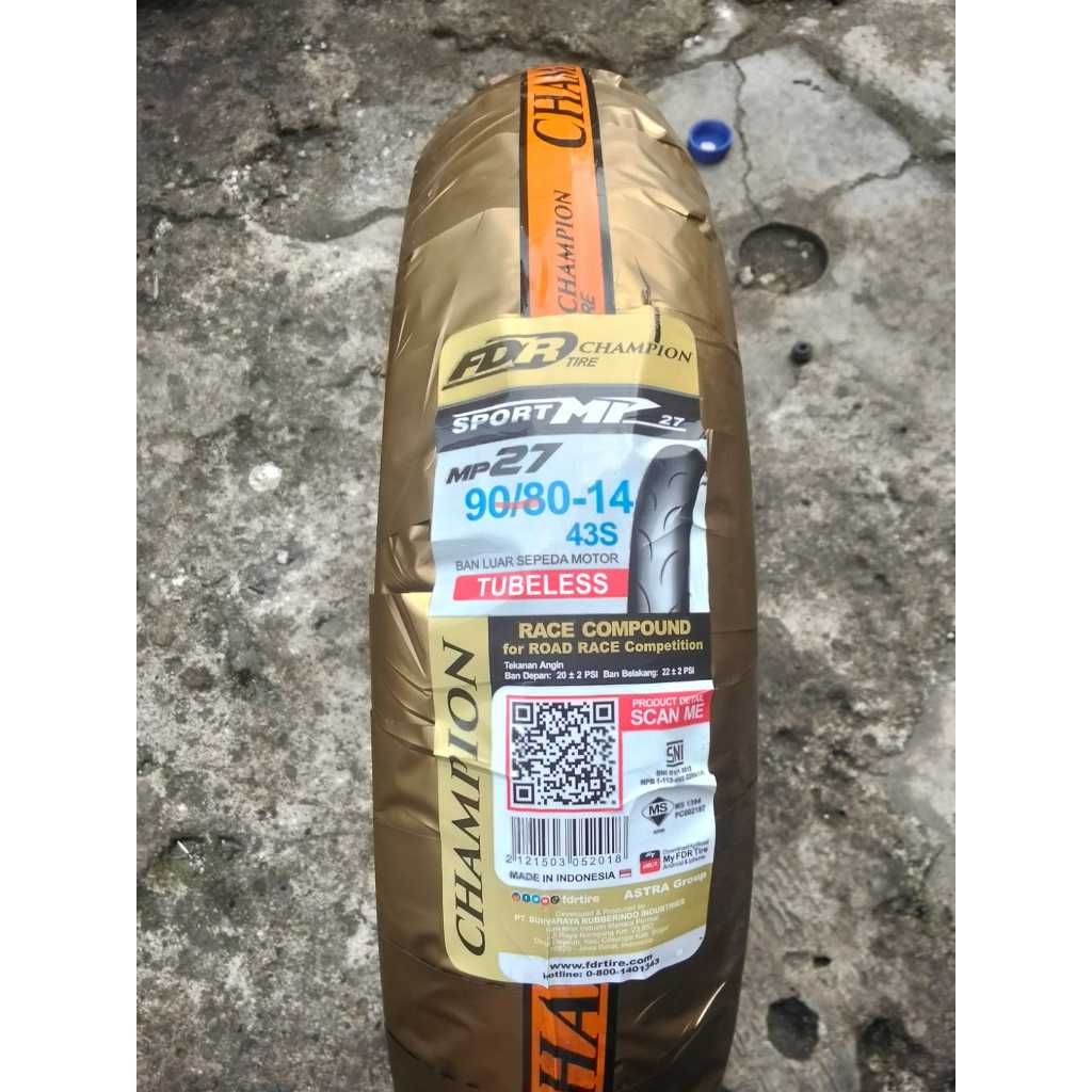 BAN MOTOR FDR MP27 RING 14 90/80-14 // BAN TUBLESS RACE COMPOUND // BAN MOTOR MIO,BEAT,VARIO