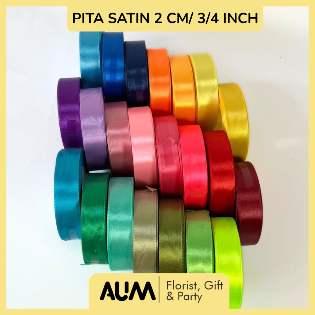 

PITA SATIN MURAH Pita Satin 3/4 Inch Pita Satin 2 CM Panjang 20 Yard Pita Kado Pita Kain