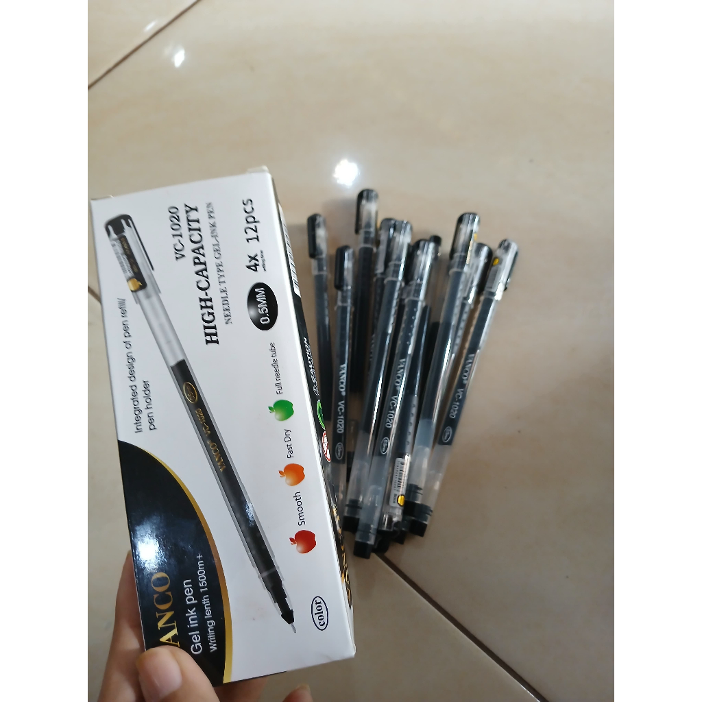 

(12 PCS) PULPEN GEL BLACK VC-1020 VANCO (0.5mm) / GEL PEN / PENA DISKON