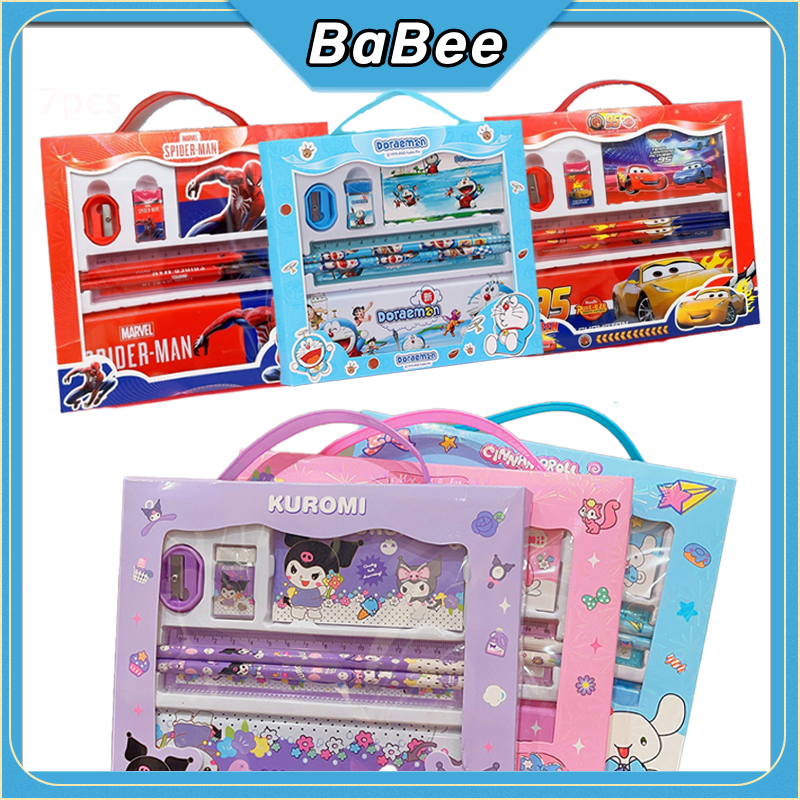 

Babee Toy 7 in 1 Pensil Box Alat Tulis Anak Tk Kotak Pensil Set Kuromi Cinnamoroll Hadiah Anak Laki