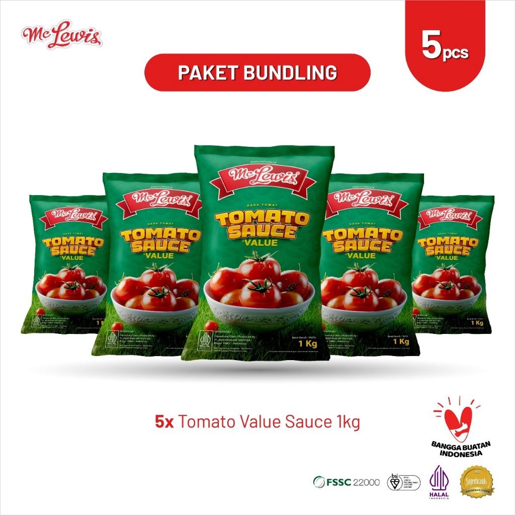 

[Paket Bundle] Mc Lewis Tomato Sauce Value 1Kg x 5 Pcs