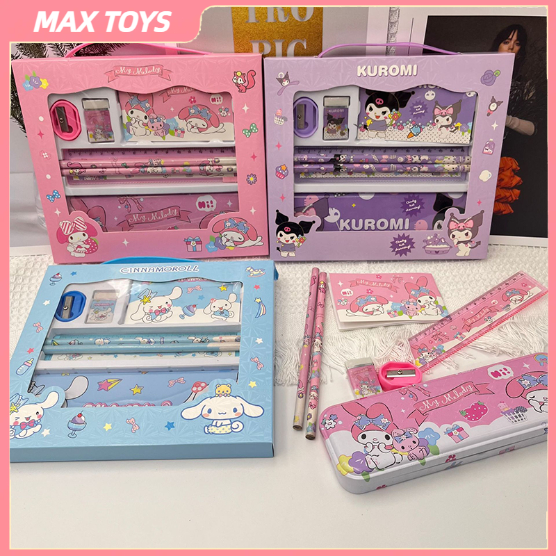 

MAXTOY Pencil Cases Set Alat Tulis Anak Kotak Pensil Set Kuromi Cinnamoroll Melody 7 in 1 Pensil Box