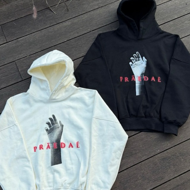 PRAEDAE HOODIE BLESED DARK GREY / HOPELESS ROMANTIC BLACK - WHITE M-L-XL (100% ORIGINAL)