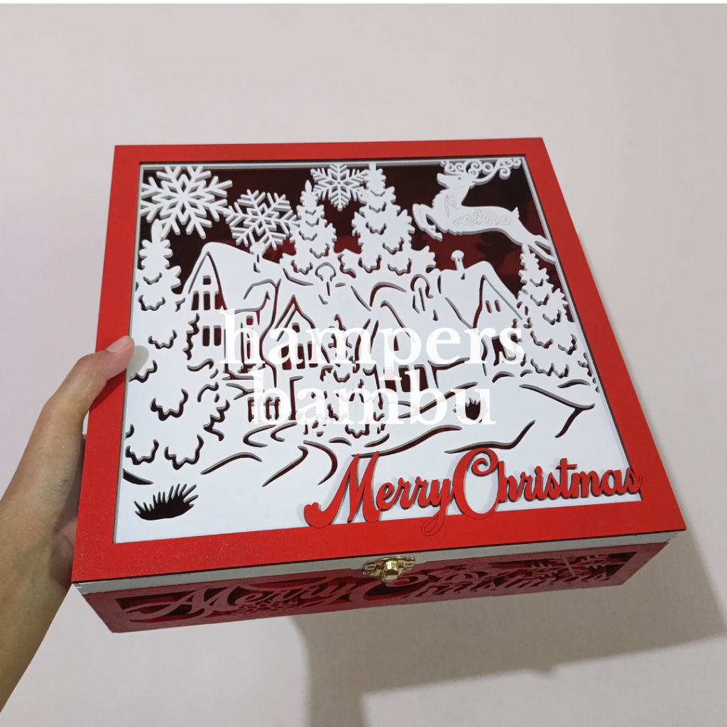 

Box MDF Natal / Christmas Hampers Hardbox / Gift Box 4 Toples 500gr