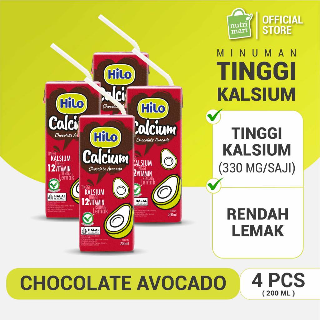 

4 Pack - HiLo UHT Chocolate Avocado Ready to Drink 200ml - Minuman Siap Minum Tinggi Kalsium