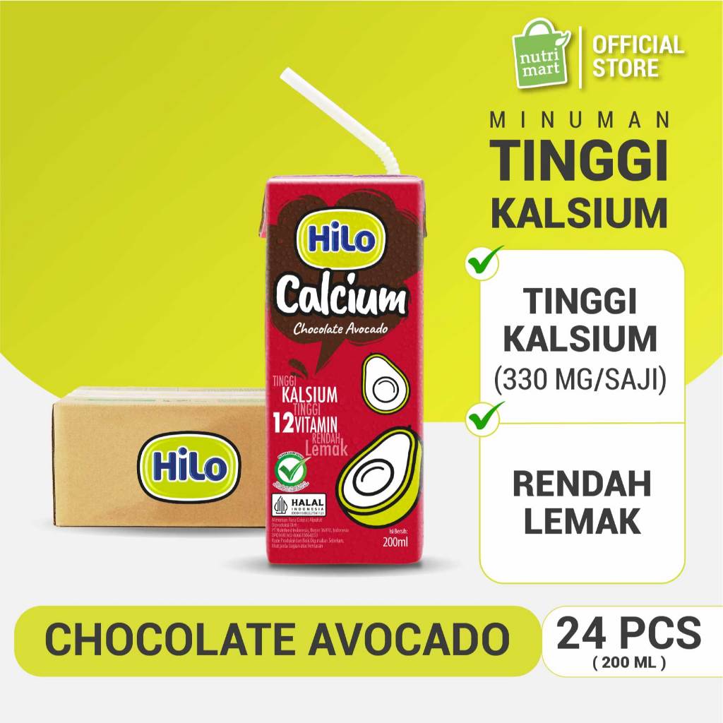 

1 Karton - HiLo UHT Chocolate Avocado Ready to Drink 200ml - Minuman Siap Minum Tinggi Kalsium
